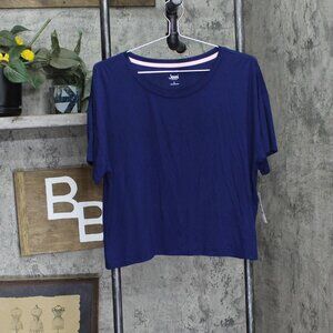 NEW Jenni Women's Short-Sleeve Pajama Shirt Top 100173187MS Sapphire Blue L